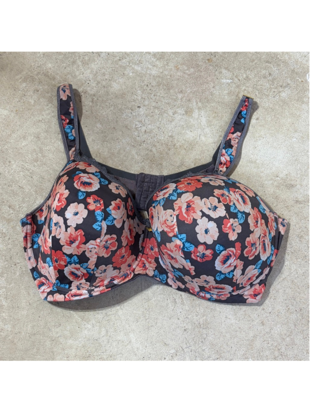 Butterfly By Ashley Stewart Bra Women’s Size 42G Gray Pink Floral Underwire